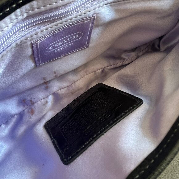 Y2K COACH SOHO CRYSTAL EMBELLISHED BUCKLE SATIN SUEDE COMBO SMALL BAG - Picture 8 of 9